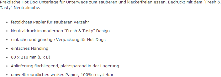 Business Industrie Gastro Nahrungsmittelgewerbe Sonstige 00 St Gedeckter Tisch Hot Dog Beutel Papier Fresh Tasty Bedruckt Wwtrek Com