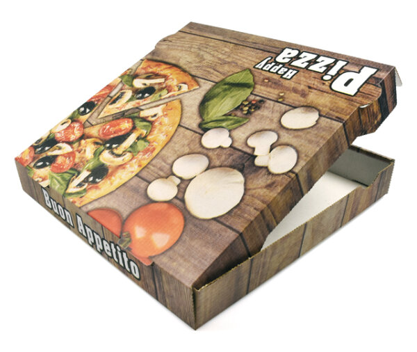 Pizzakarton / Pizzabox "Happy Pizza" NYC, Kraft weiß, 41x41x4,2 cm (Auslaufartikel)