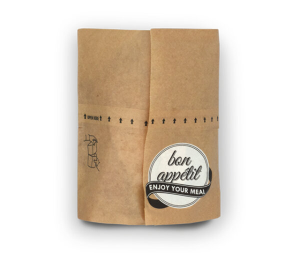 Snackbag zum Aufreißen "bon appétit" Easy Line Paper, braun, S, 15x8,5x16,5 cm